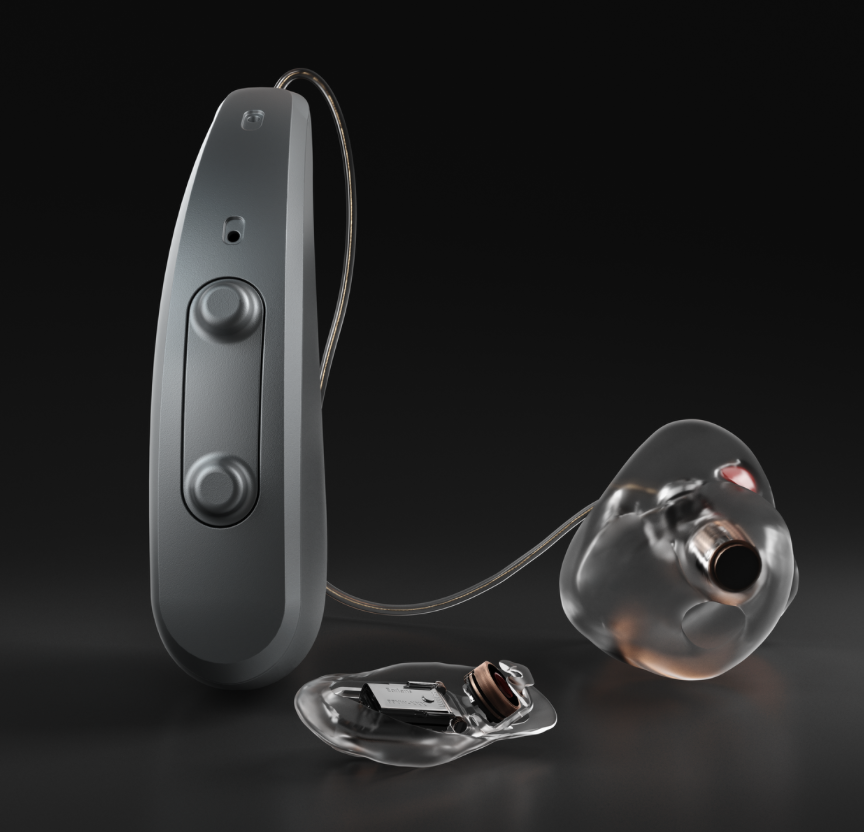EarLens behind-the-ear processor with the custom lens and light tip