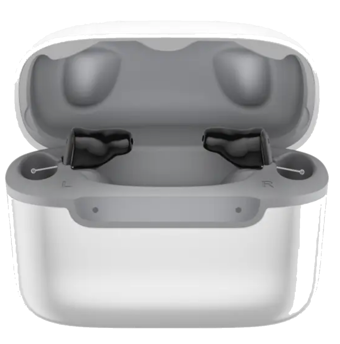 Signia Insio Charge&Go CIC IX rechargeable custom completely-in-canal hearing aids in their charging case