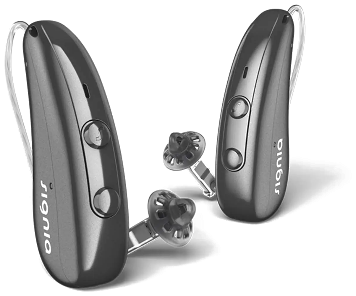 Signia Pure Charge&Go IX rechargeable receiver-in-canal hearing aids in graphite
