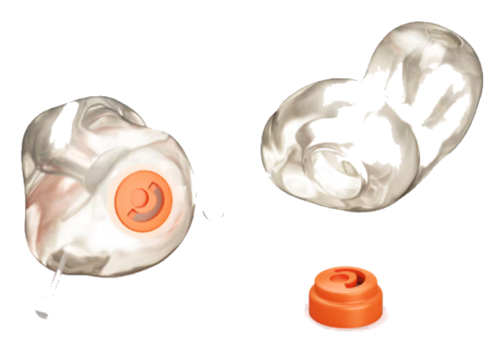 Phonak Serenity Choice corded motorsport earplugs with orange filters