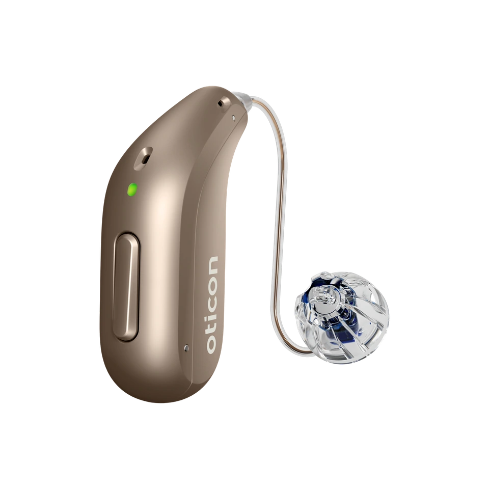 Oticon Reveal miniRITE R (terracotta) shown in an official manufacturer image